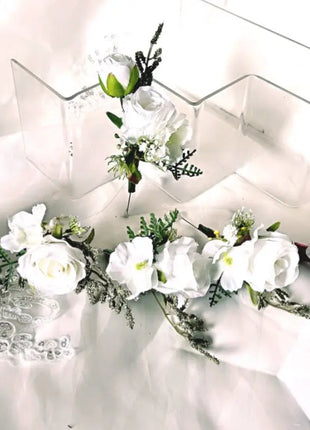 Artificial Roses, Peonies in Cream, pink, Ivory Teardrop Bridal Bouquet image 1