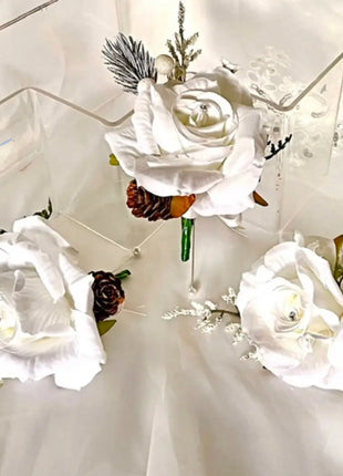 Wintry, Christmas bride bouquet in white, Ivory, cream with fir cones 10pc image 1