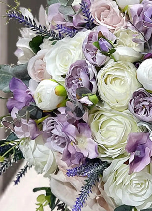 Silk Rose bouquet lavender, lilac Ivory round  Bridal flowers image 7