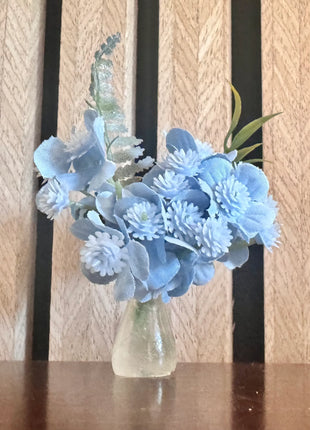 Flower fridge magnet gift  wedding favour in pale blue with frosted glass vase image 3