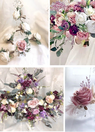 Best bridal bouquet in blush |  lilac  | ivory with peony & rose package 13pc image 3