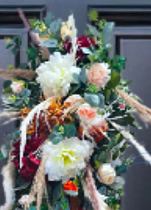 Summery Front Door wreath: hydrangea, gyp, astilbe thistles in plum lilac amber image 5