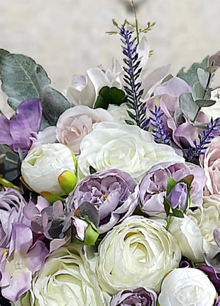 Silk Rose bouquet lavender, lilac Ivory round  Bridal flowers image 5