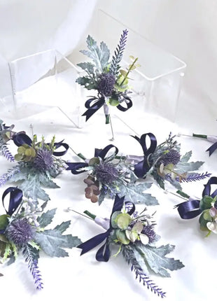 Silk Rose, lilacs bouquet -purple, mauve, Ivory round  Bridal flowers image 1