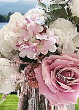 Silk Floral Arrangement in Blush Pink Peony, Mauve Rose | Palace Way home decor image 5