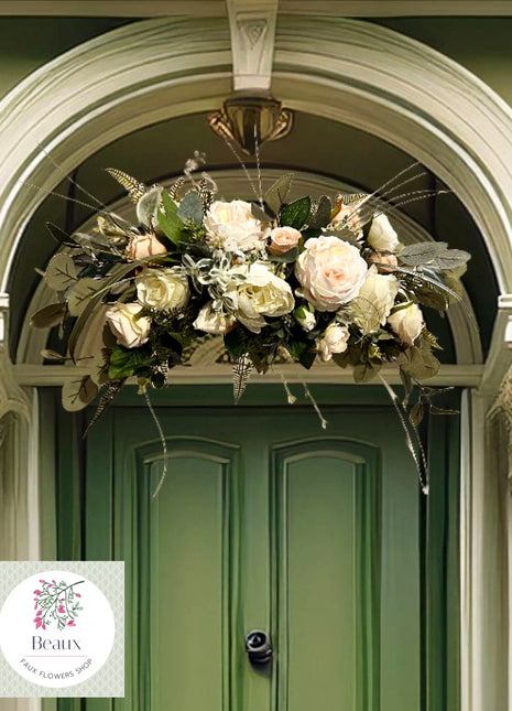 Front Door Luxe: Crescent silk Roses , Peonies in Breathtaking Whites,  Cream image 0