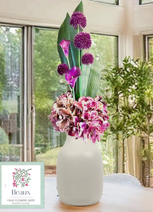 Faux Floral Arrangement  in Plum Purple Calla Lily, Hydrangeas, Mansion Avenue image 0