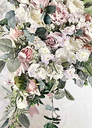 Artificial Roses, Peonies in Cream, pink, Ivory Teardrop Bridal Bouquet image 6