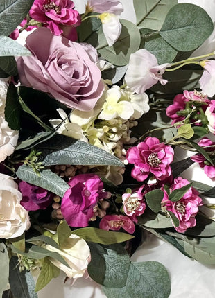 Luxury bridal bouquet in cerise pink, ivory with peony, rose package 3pc image 4