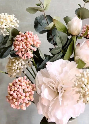 Silk Floral Arrangement in Blush Pink, White with Pampas, Peony Oxford Stree image 6