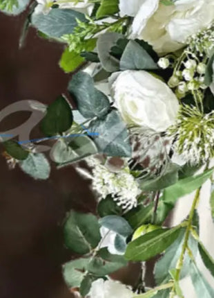 Artificial Roses, Peonies in White Ivory Teardrop Bridal Bouquet | Wedding Fl image 7