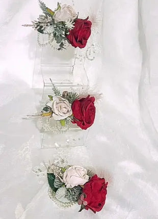 Artificial Wedding Flowers in Burgundy Red Cascading wintry Bridal Bouquet image 8