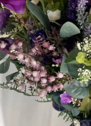 Scottish wildflowers, thistle  Bridal Bouquet Wedding Flowers mauve, purple image 8