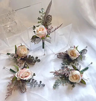 Blush, Ivory Rose Cascading Bridal Bouquet silk Artificial Wedding Flowers image 1