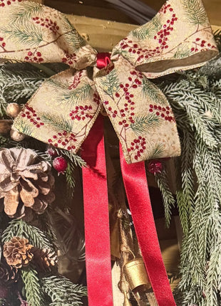  Christmas wreath, real touch snowy nordic pine, fir cones, berries, Bells   image 5