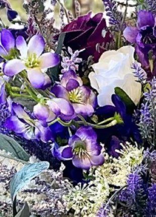 Faux Floral Arrangement in Purple, White Heather thistle  Lodge View image 3