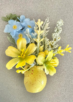 Flower fridge magnet gift wedding favour in yellow, blue | yellow pot image 2