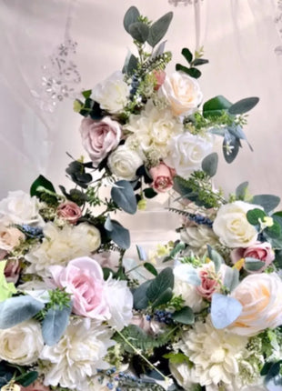 Wedding flowers in white|, blush, blue silk rose peony Cascading bride bouquet image 5