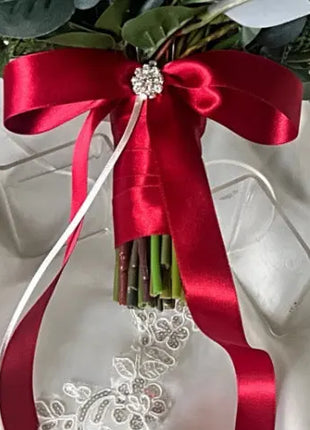 Artificial Wedding Flowers in Burgundy Red Cascading wintry Bridal Bouquet image 4