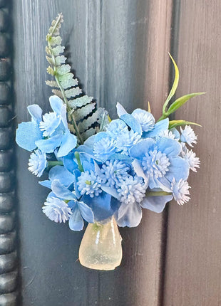 Flower fridge magnet gift  wedding favour in pale blue with frosted glass vase image 0