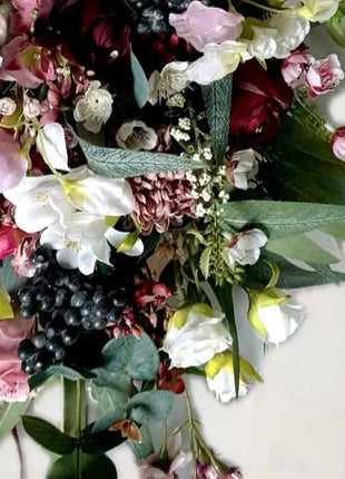 Cascading Bridal Bouquet, Artificial Wedding Flowers in Burgundy, Pink, Mauve image 4