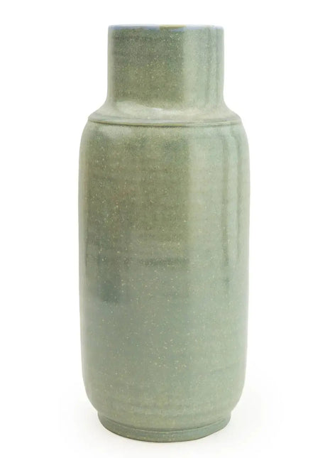 Ceramic Vase with Reactive Green Glaze 29cm Tall, River Valley Vase - Beaux Faux Flowers Shop