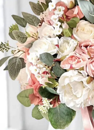 Silk Artificial Rose bouquet mauve, blush, navy, Ivory round  Bridal flowers image 6