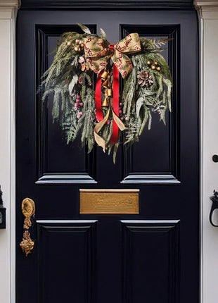 Christmas wreath - real touch snowy nordic pine, fir cones, berries & Bells   image 1