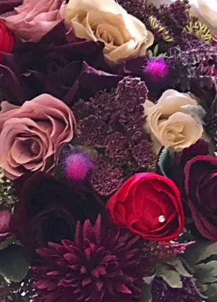 Artificial Silk Wedding Bridal Flowers plum, burgundy  round  Bridal flowers image 1