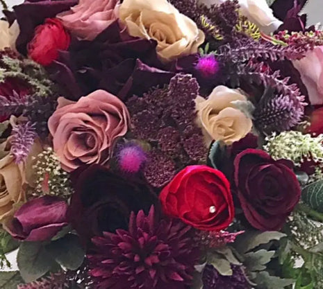 Artificial Silk Wedding Bridal Flowers plum, burgundy  round  Bridal flowers image 1