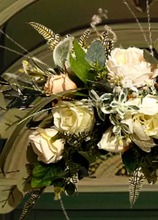 Front Door Luxe: Crescent silk Roses , Peonies in Breathtaking Whites,  Cream image 4