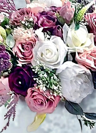 Best bride bouquet in mauve, Ivory, blush with peony, rose image 1