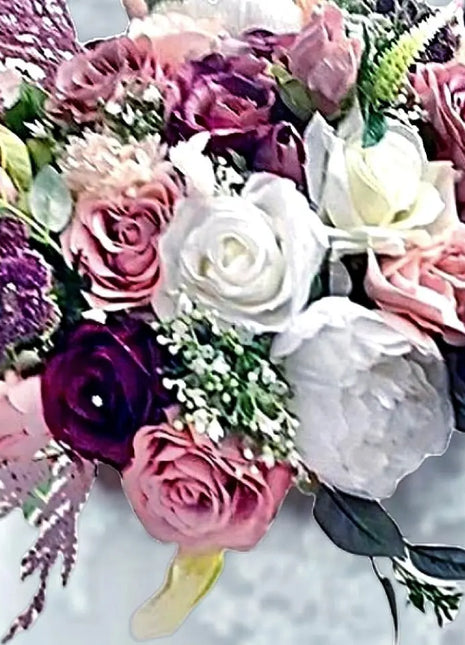 Best bride bouquet in mauve, Ivory, blush with peony, rose image 1