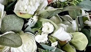 Artificial Roses, Peonies in White Ivory Round Spray Bridal Bouquet Wedding image 10