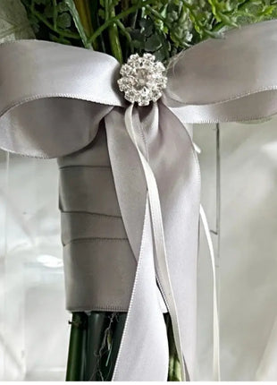 Silk Rose, lilacs, ranunculus bouquet-purple, mauve, Ivory round  Bridal flowers image 3