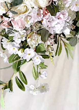 Artificial Roses, Peonies in Cream, pink, Ivory Teardrop Bridal Bouquet image 5