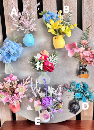 Flower fridge magnet gift  wedding favour in pale blue with frosted glass vase image 4