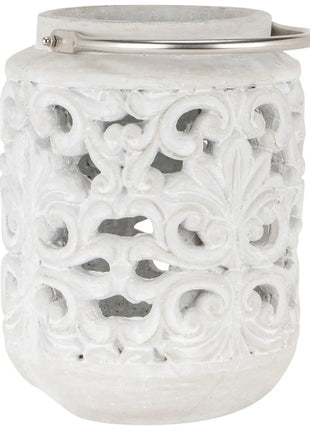 Cement Lantern Planter in Pale Grey Cement 26cm , Fleur Lantern Home Decor image 0