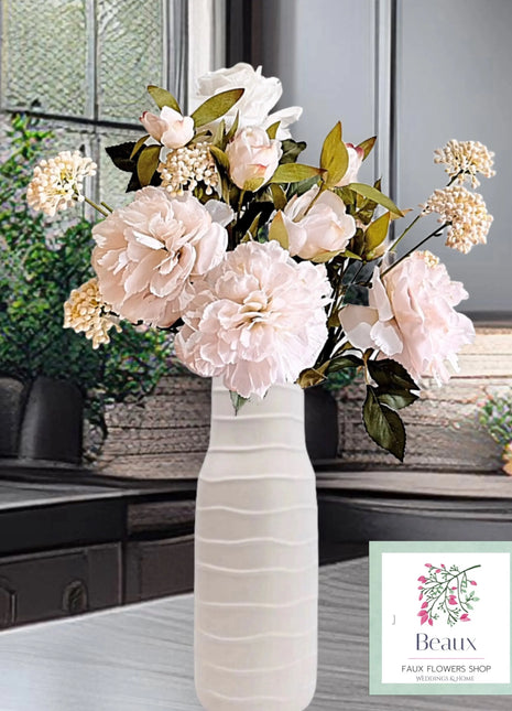 Blush Pink silk  Floral Arrangement Allium, Peony Bouquet , Apartment Avenue image 0