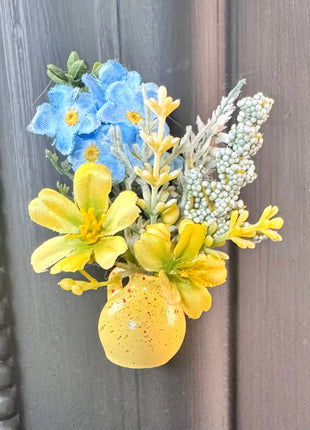 Flower fridge magnet gift wedding favour in yellow, blue | yellow pot image 0
