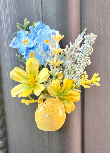 Flower fridge magnet gift wedding favour in yellow, blue | yellow pot image 0