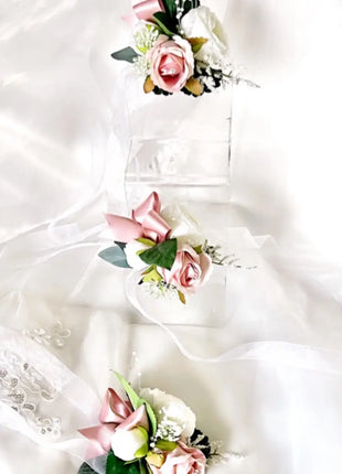 Silk Artificial Rose bouquet mauve, blush, navy, Ivory round  Bridal flowers image 3