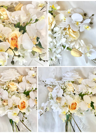 Ready to Send  in White, Lemon Orchid bridal bouquet with Roses and Tulips image 5