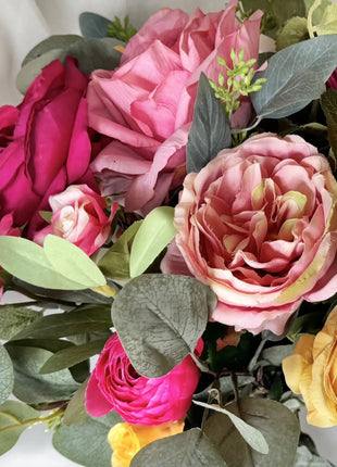 Ready to Send in Cerise & yellow rose bridal flowers | Peonies| groom buttonhole image 4