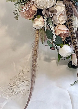 Blush, Ivory Rose Cascading Bridal Bouquet silk Artificial Wedding Flowers image 7