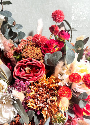 Floral Arrangement in Burgundy, Red, Orange Pampas, Rose Maison Avenue image 5