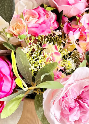 Faux Floral Arrangement  in Pink Ivory Rose, Sweet Pea, Peony , Country Creek image 3